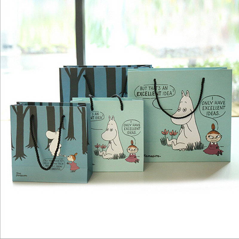    2015   μ         ڵ /Moomin paper bag 2015 new arrival Flexo Printing Paper Paperboard gift bag Shock Resistance Han